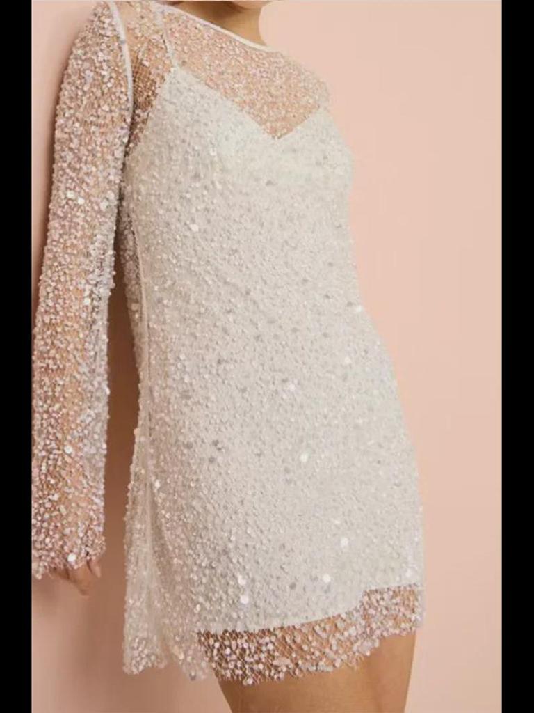 Women's Bubble Beads See-Through Mesh Suspender Two-Piece Dress