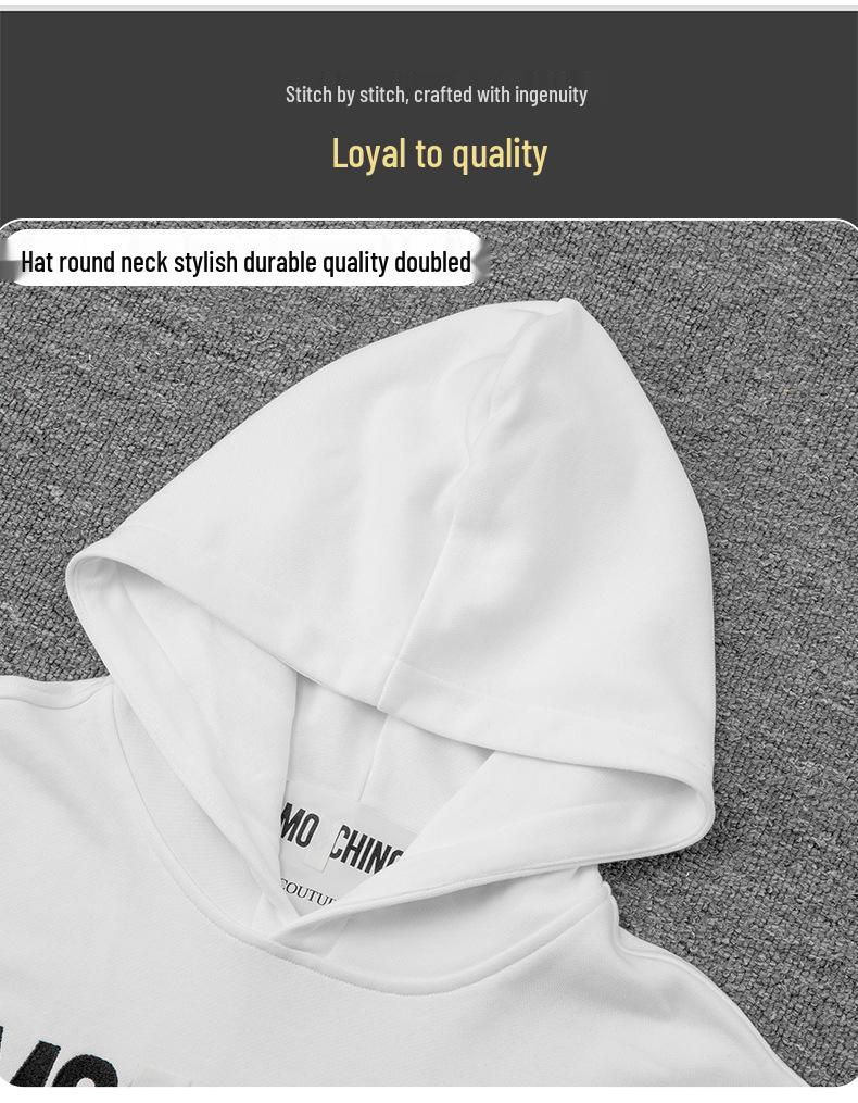 Mos Big Name Style Hoodie med Hjärtmönster - 2025 Höst/Vinter Casual Lös Passform Tröja