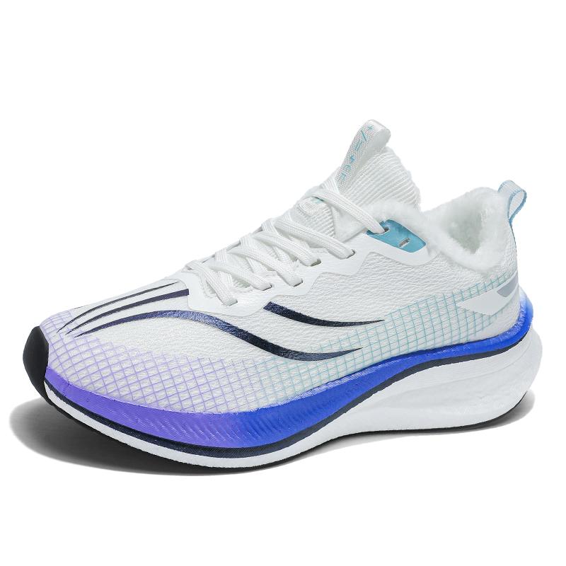 

Зимние теплые кроссовки для бега мужские и женские плюшевые кроссовки для активного отдыха повседневная спортивная обувь модная обувь для пар 44 синий/белый