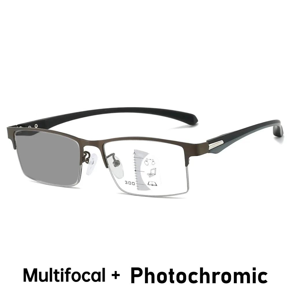 Multifocal Photochromic Reading Eyeglasses Men Women Titanium TR90 Progressive Bifocal Anti Blue Ray UV Protect Presbyopic Glasses