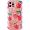 Caseative for iPhone 12 Pro Case,Curly Wavy Frame Cherry Flower Floral Print Phone Case (Cherry)