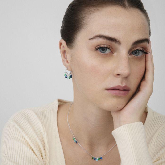 Boucles D'oreilles - LUXENTER - Onxo - Argent 925 - Zircon Multicolore - Fermoir Huggie