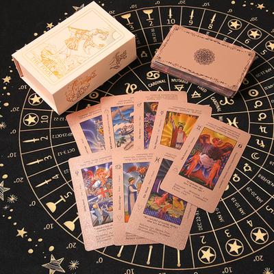 78 Cartes de Tarot Imperméables Classiques avec Livre Guide Or Rose avec les Significations dessus pour Débutants et Praticiens Expérimentés