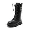 Girls Long Leather Boots Solid Color Britain Style Kids Princess High Boots Fashion Children Catwalk Buckle Boots Classic Chic