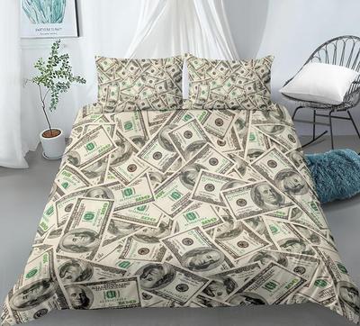 3D Modern Yatak Takımı Dolar Motifi Baskılı Nevresim Canlı Yorgan Kılıfı 2/3 Parça Para Matematik Deseni Komik Yumuşak Yatak Seti