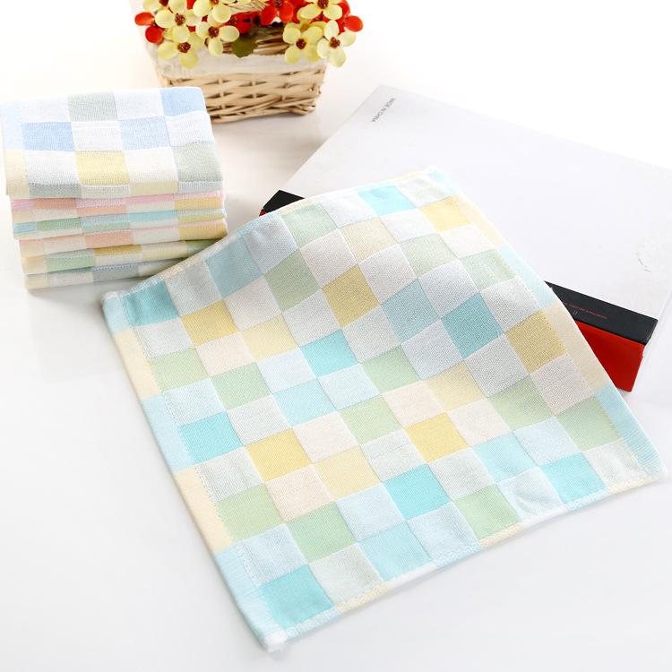 Soft Double Gauze Colored Plaid Baby Square Towel