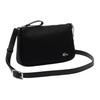 Lacoste Jednobarevná ležérní texturovaná potažená polyesterová taška přes rameno Crossbody Dámské tašky Černá NF4369DB-000