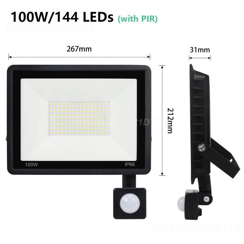 Floodlight 220v White Led Pir Motion Sensor 10w / 20w / 30w / 50w / 100w Durable For Outdoors Wall Hot Garden Spotlight 2024