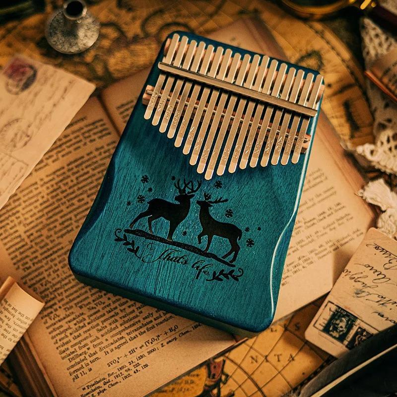 Wooden Kalimba 17 Keys Musical Keyboard for Initiants 21 Keys Kalimbas Sound Therapy Portable Professional Instruments Finger Piano Children's Gift