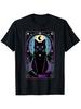 Card Crescent Moon Black Cat Lover Cat Vintage T-Shirt, Suitable for Mens & Womens Outdoor T-Shirt,