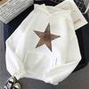 Sweatshirts Pullovers Vintage à Manches Longues pour Femmes Regular Gothique Automne Hiver à Capuche Streetwear Imprimé Léopard Étoile Y2k Sweats à Capuche