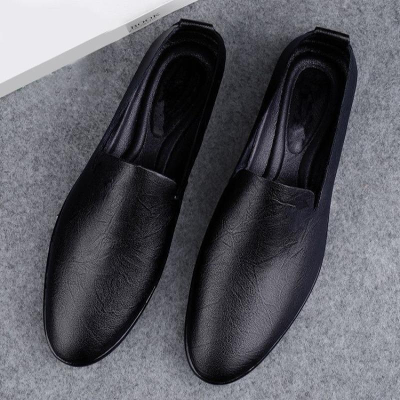 Fashion Mens Loafers Handmade Cowhide Leather Shoes Luxury Business Casual Leather Shoes Moccasins Soft-Sole Driving Shoes Slip on Flats