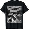 Graphic Tee Raccoon Selfie with UFO Alien Weird T-Shirt