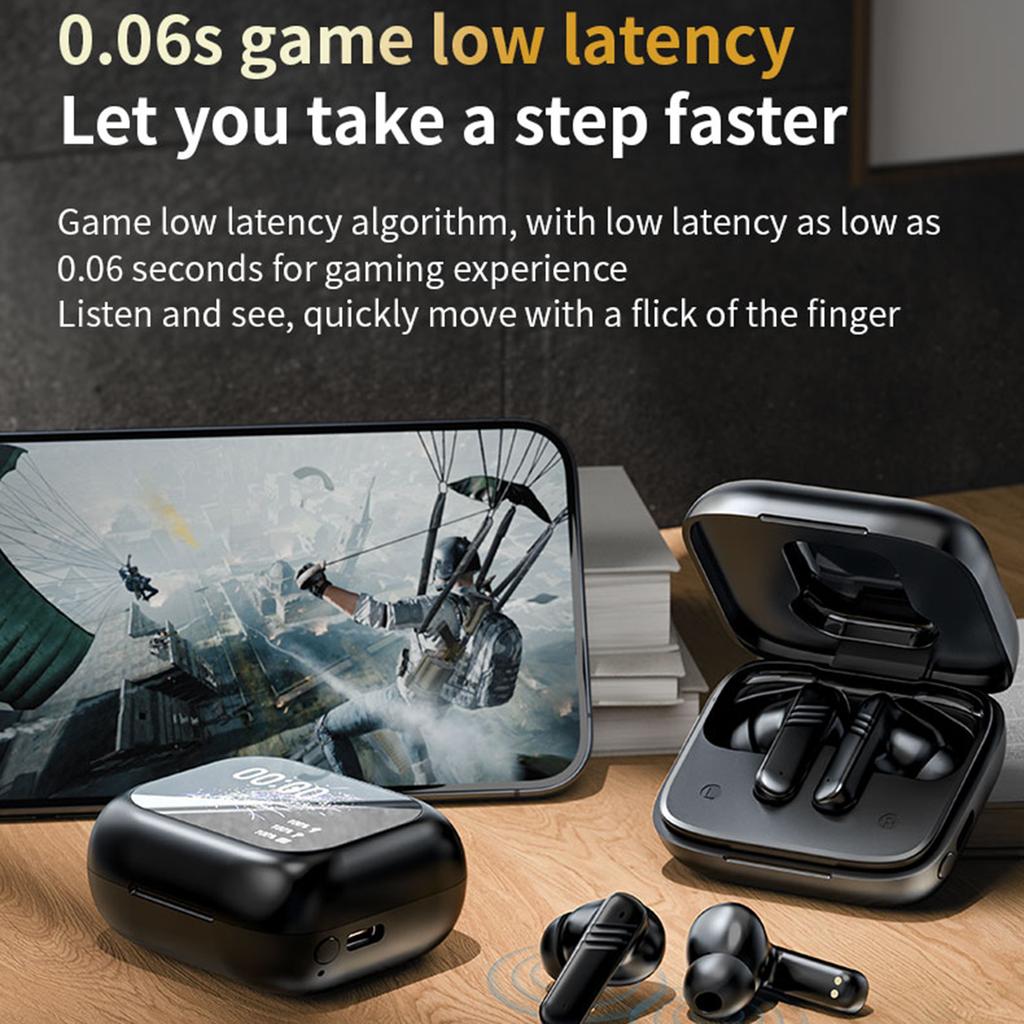 KI-Übersetzungs-Ohrhörer, 5.4 Kabellose Kopfhörer mit Vollfarb-Ladecase, 0,06 s Geringe Latenz Gaming-Headset, ANCCelsiusENC Rauschunterdrückung Ca