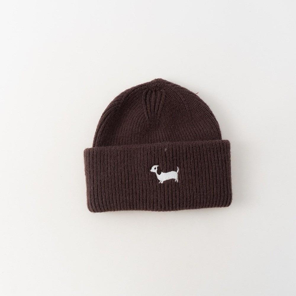 Fashion Cartoon Puppy Baby Winter Hat Knitted Embroidered Infant Toddler Beanie Solid Color Thickened Baby Cap Boys Girls