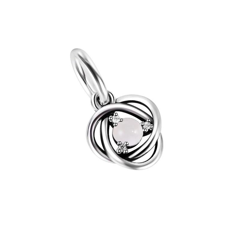 Silver S925 Twelve Month Birthstone Heart Eternity Charms Beads Pendant Fit Original Bracelet for Women DIY Fine Jewelry