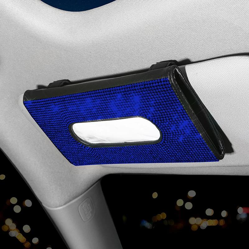 Kristall Auto Taschentuchhalter Handtuch Auto Sonnenblende Taschentuchbox Auto Aufbewahrung Autozubehör Diamant Auto Innenraumzubehör für Frau