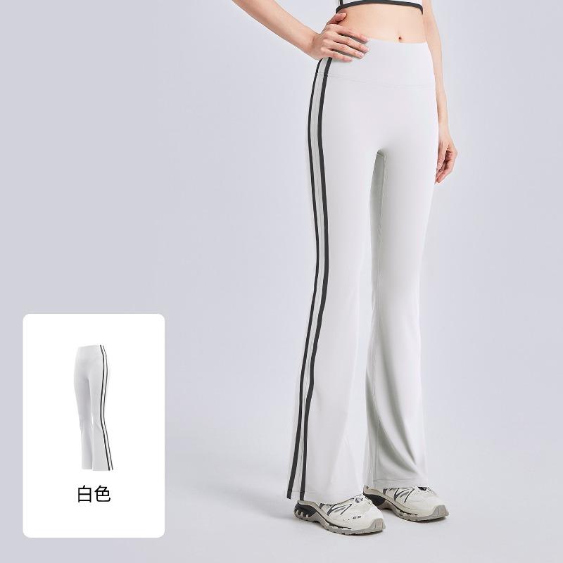 

Новые полосатые расклешенные брюки Juyitang для бега, телесного цвета, эластичные, спортивные, фитнес, с высокой талией, с эффектом лифтинга бедер, брюки для йоги для женщин XXL
