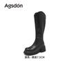 Augustine long boots women's 2025 new autumn thick-soled V-mouth thin boots retro British tall knight boots