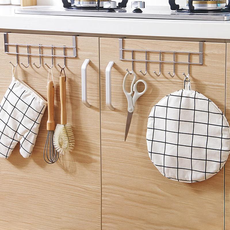 No Drill Over Door Hooks 5 Hooks Heavy Duty Organizer Space-Saving Wall Hanger For Coat Key Towel In Closet Bedroom Hallway