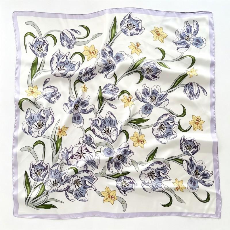 70x70cm Nylon Square Scarf Women Vintage Print Lightweight Accessory Office Casual Hair Styling