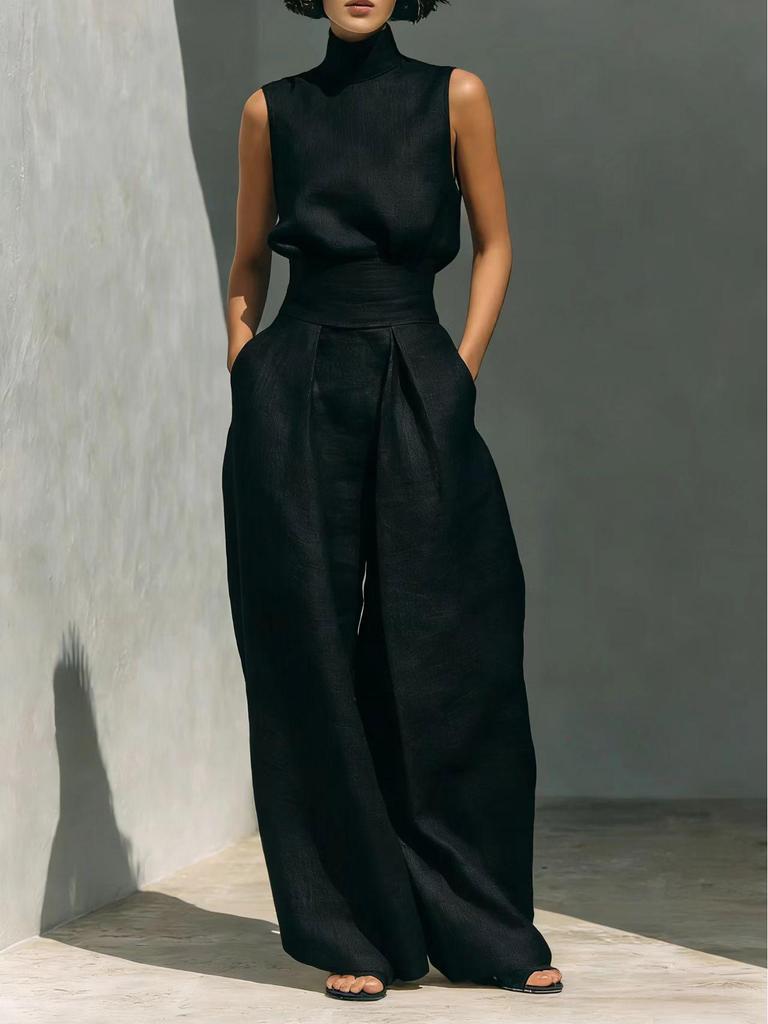 Set Casual Donna Cotone Lino Senza Maniche Pantaloni Lunghi Europeo & Americano Primavera/Estate 2026