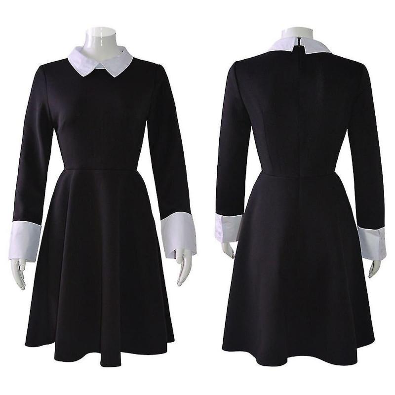 Anime The Addams Cosplay Family Wednesday Addams Costume Halloween Black Dress For Women Cosplay Costume