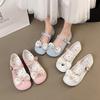 Lolita Sweet Vintage Kawaii Bow High Heels Elegant Princess Leather Shoes Black Women Shoe Low Heel Summer Pumps