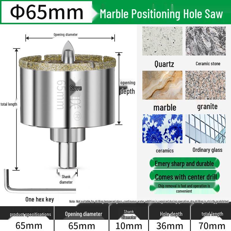Positioning Drill Bit for Tile, Glass, Marble, and Stone Drilling