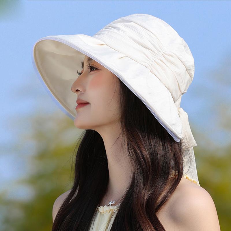 Sun-Protection Hat Women's Summer Outdoor Big-Brim Sunshade Hat with Peach Tail for Traveling Sun Hat Fisherman Hat