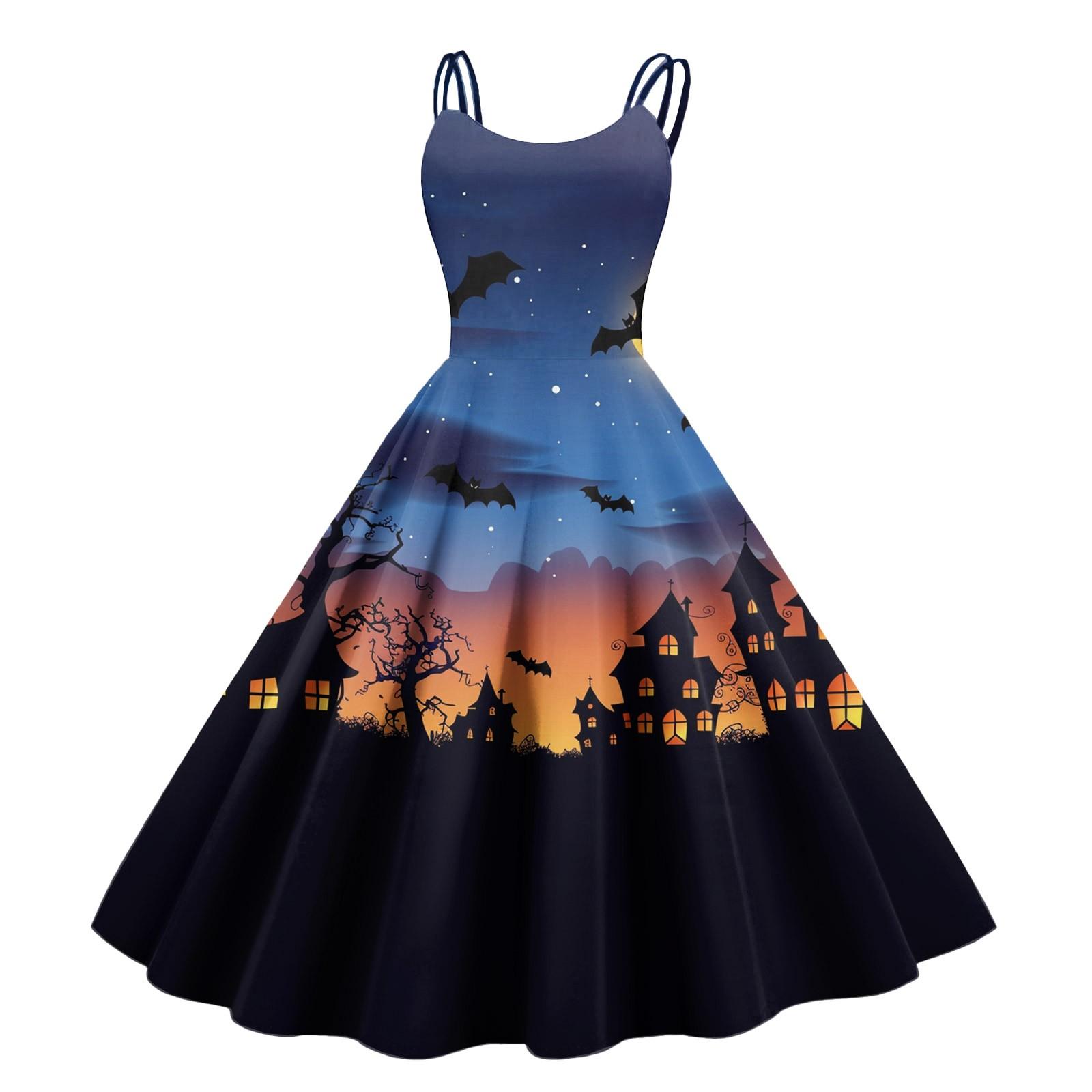 

Женское модное платье с принтом на Хэллоуин, сексуальное, с открытыми плечами, винтажное L