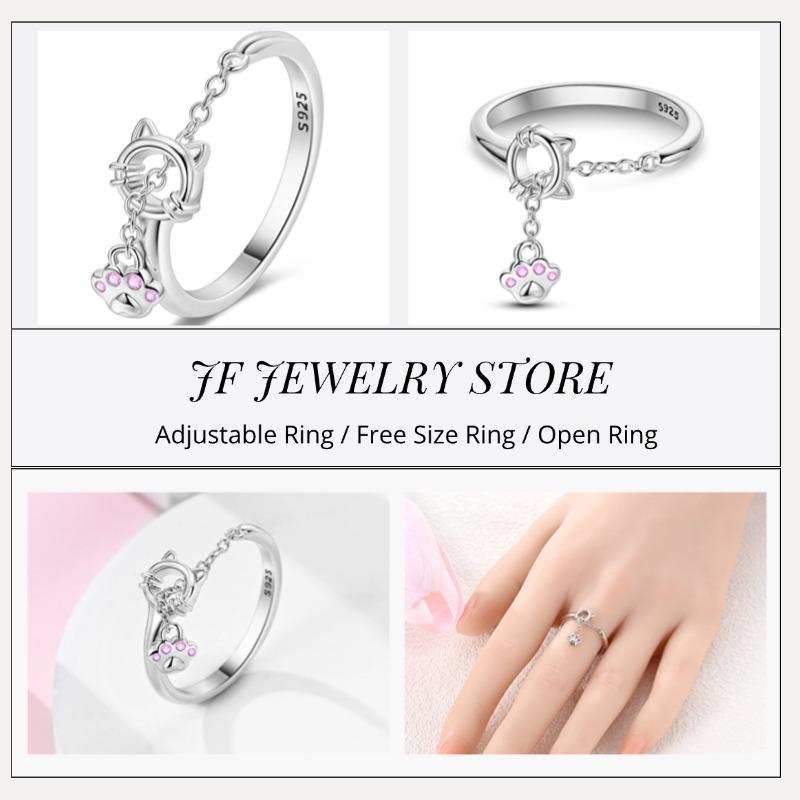 Free Size Ring For Women S925 Silver Original Blue Eyes Dragon Bee Shell Cherry Adjustable Rings Clover Chain Open Ring Jewelry