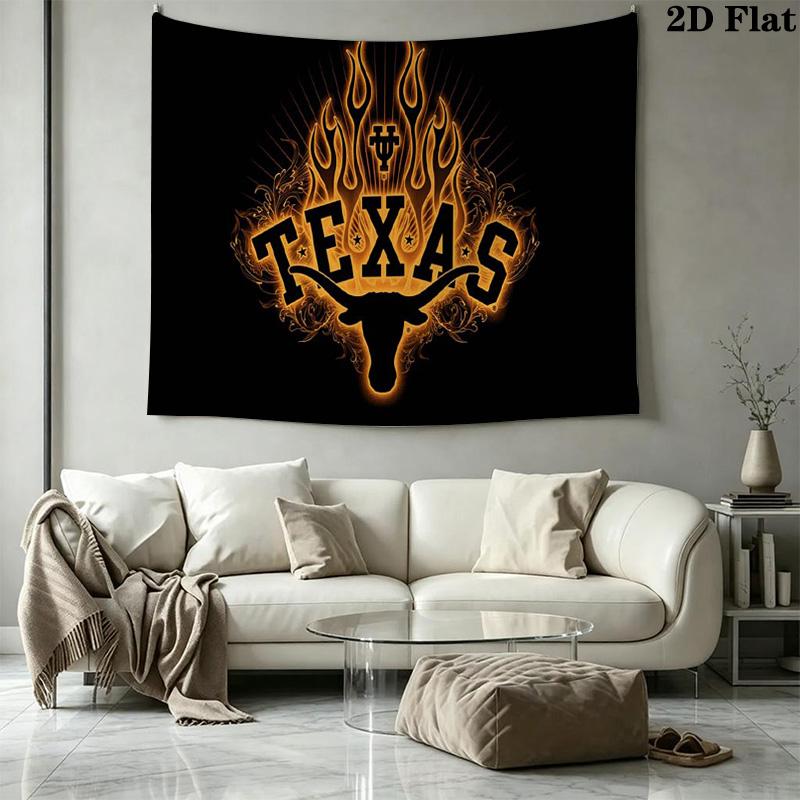 Texas Longhorns Wall Tapestry Aesthetic Wall Hanging Printed Fabric Blanket Decorative Tapestries for Bedroom Living Room Home Decor