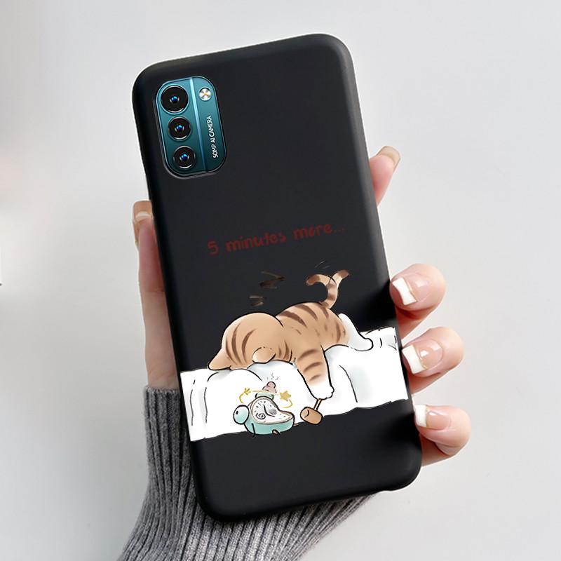 For Nokia G21 G11 Plus Case Cute Love Rabbit Cartoon Black TPU Silicone Soft Cover For NokiaG21 G 11 G11Plus Bumper Phone Case