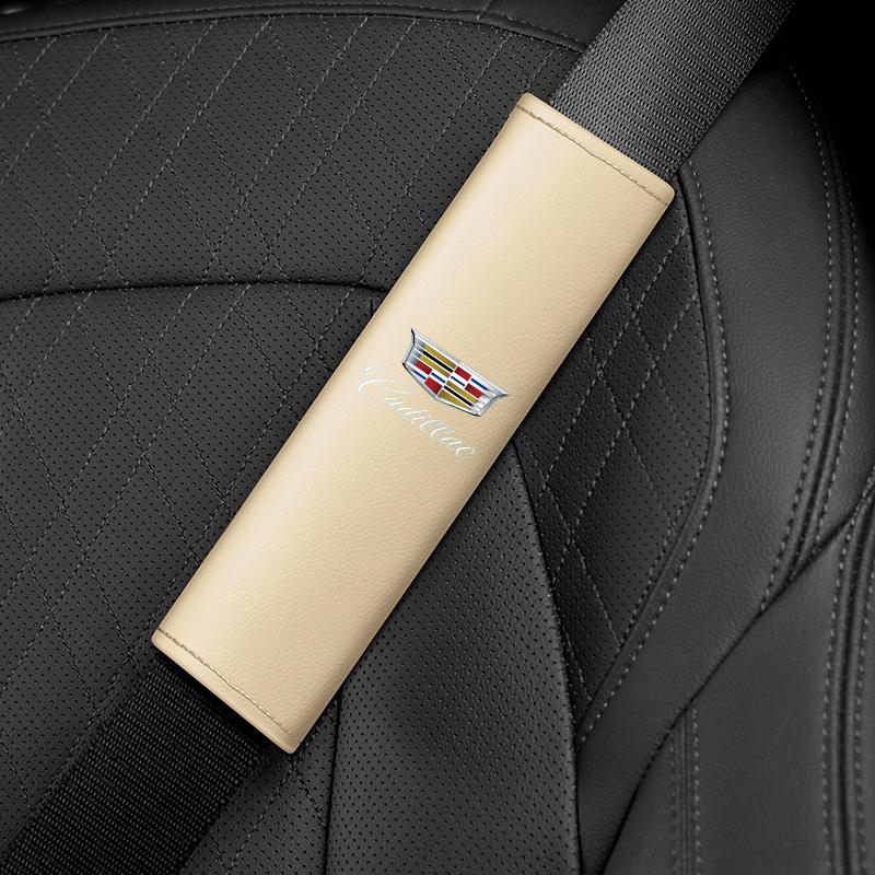 Car seat belt Leather Safety Belt Shoulder Cover Breathable Protection Seat Belt Padding Pad Auto Interior For Cadillac accessor