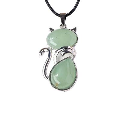 Natural Crystal Cats Pendant Necklace Delicate Crystal Cats Pendant Necklace with Spiritual Symbolism for Fashionistas
