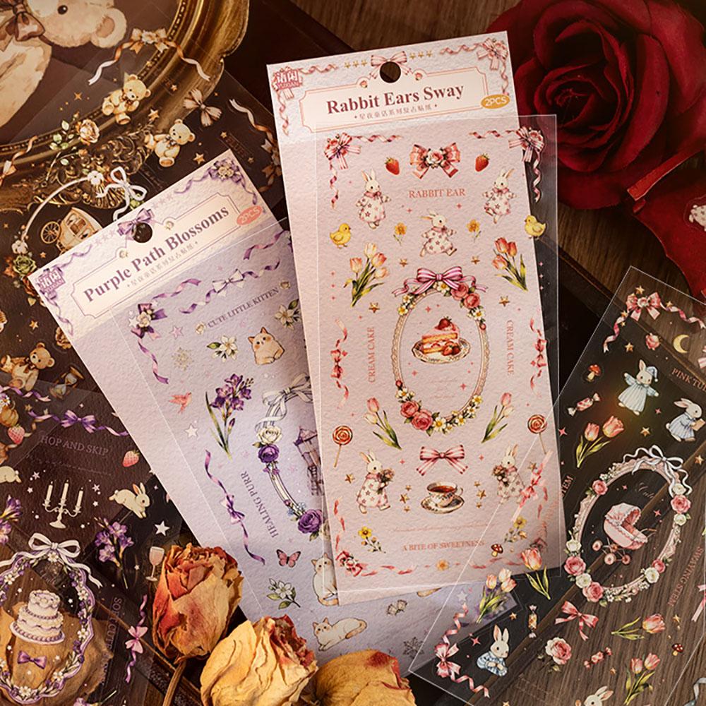 Retro stickers, fairy tale style, hand-held tent, guka DIY decoration, phone back card collage