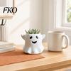 Halloween Style Green Plant Pot Ghost Flowerpot, Waterproof Resin Vase, Spooky Cute Planter Desktop Ornament, for Plants Holiday Decoration