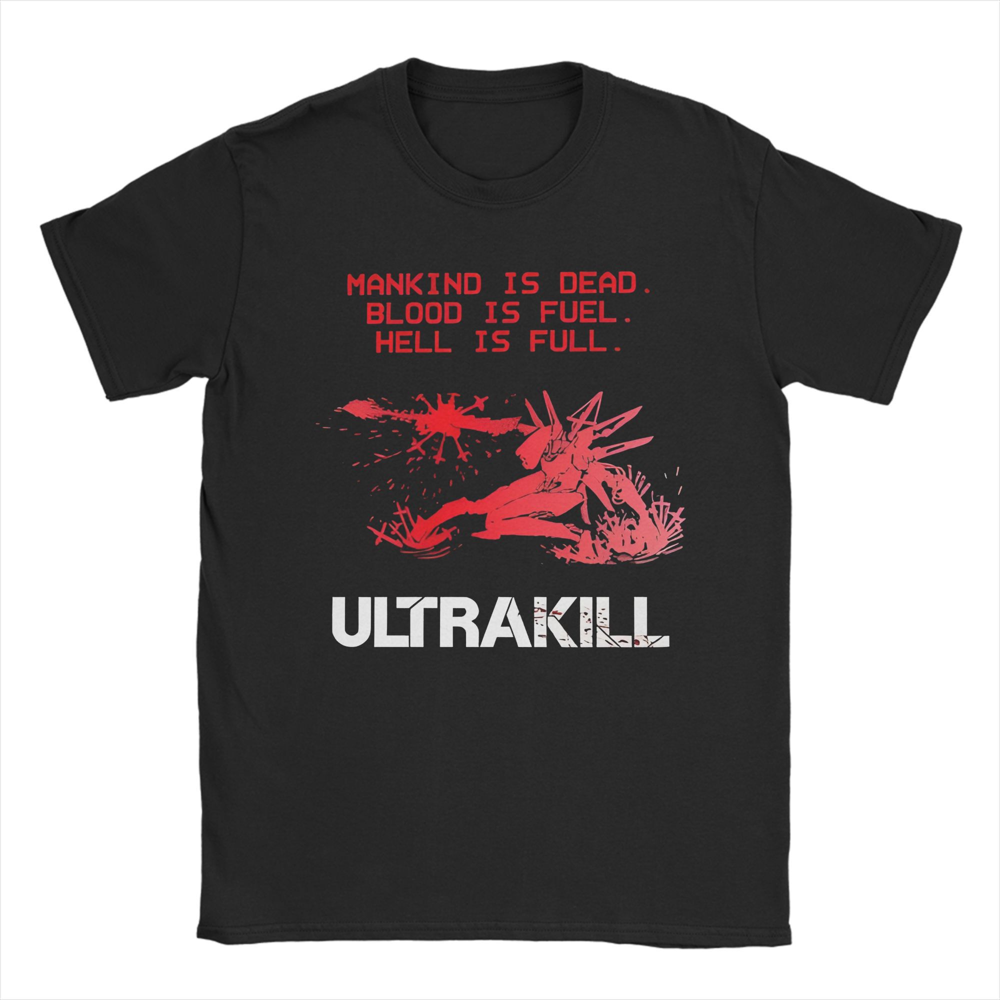 

Мужская футболка для шутера Ultrakill V1 Рок из чистого хлопка мерч Юмористическая футболка с коротким рукавом и круглым вырезом Подарочные футболки S