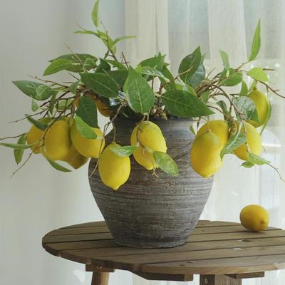 Fresh Forest Style Lemon Branches Flower Arrangement for Living Room Decor or Window Display
