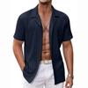 Men's Fashion Summer Short Sleeve Shirts Solid Stripe Casual Beach Shirt Oversized Us Size