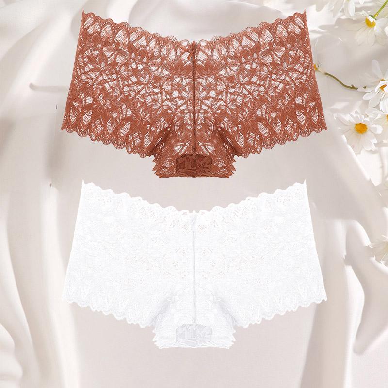 2 ks krajkové šortky pro ženy s nízkým pasem, květované spodní prádlo S-XL, sexy kalhotky pro dívky, dámské krajkové kalhotky, spodní prádlo