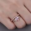 New Rose Gold Inlaid with Water Drop Powder Zircon Pair Ring European Beautiful Women's Wedding Engagement Floral Jewelry