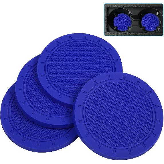 Wisdompro Car Coasters, 4 Pack 3 Inch Diameter Car Cup Coaster, Black | Dustproof PVC Car Cup Holder Insert Coaster, Anti Slip Universal Vehicle