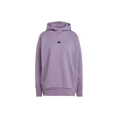 adidas SS24 True Healing Series Z.N.E. Overhead Hoodie Solid Color Logo Sports Casual Hoodie Women Hoodies Dark-Gray Purple IN5123