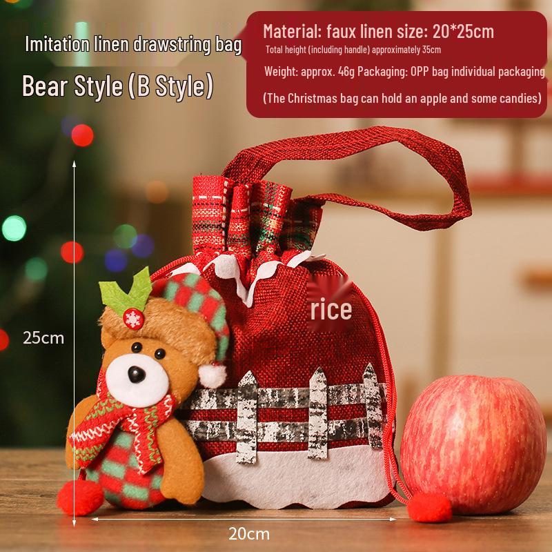 Christmas Eve Santa Gift Bag: Non-Woven Fabric Candy and Apple Small Gift Packaging