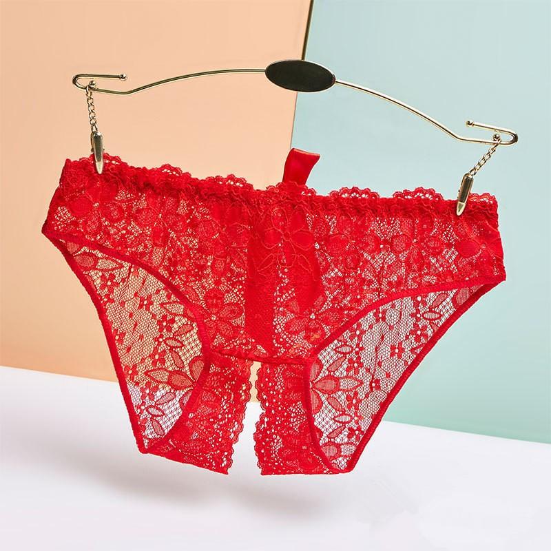 Fan Lei, sexy underwear women's lace panties low waist thin open gear free thong briefs d033