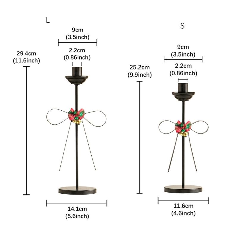 Christmas Bows Candlestick Holders Iron Metal Taper Holders Decorative Stands for Wedding,Home Decorations