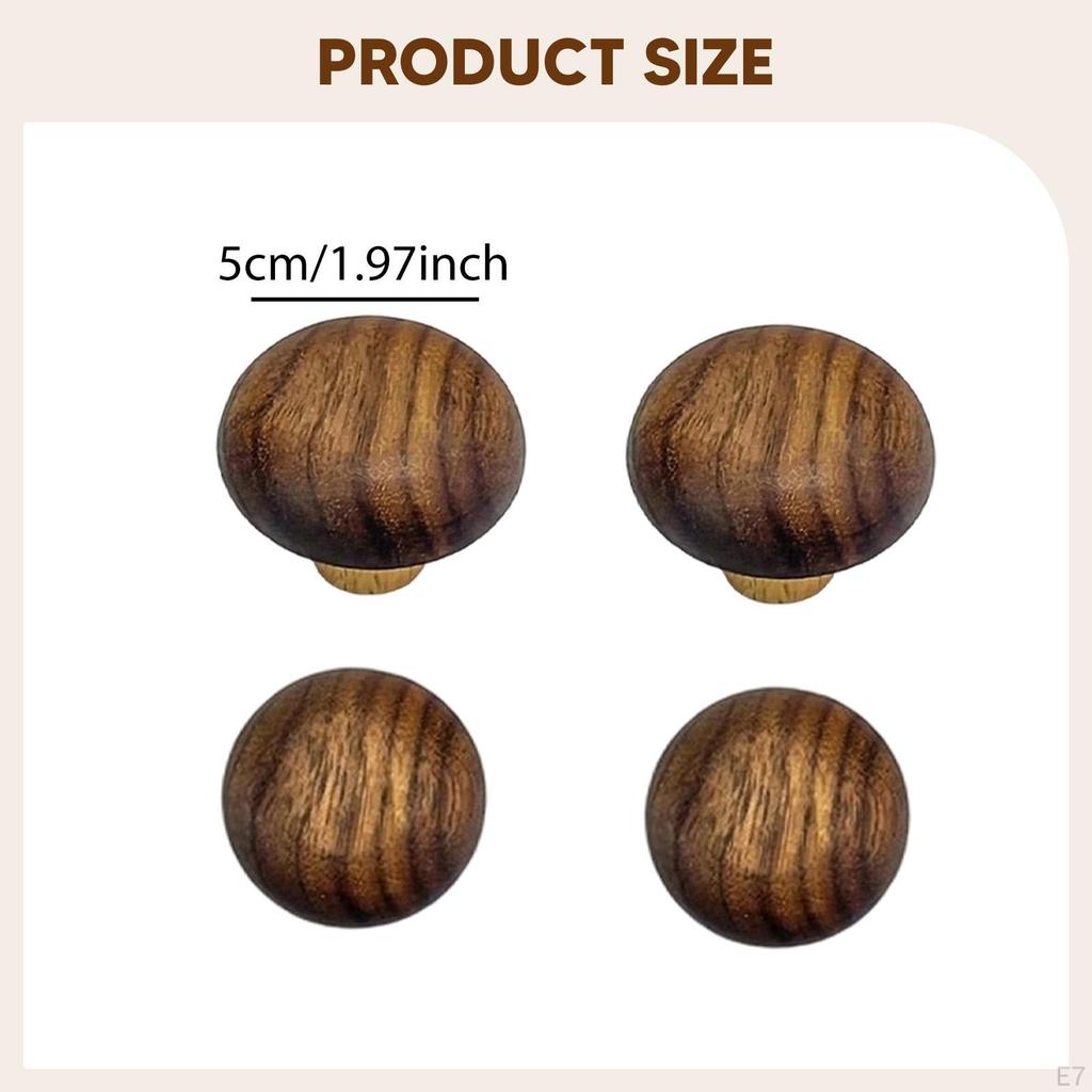 4 Pieces Wall Mounted Wooden Hooks Cabinet Knobs Lightweight Wood Handles Door for