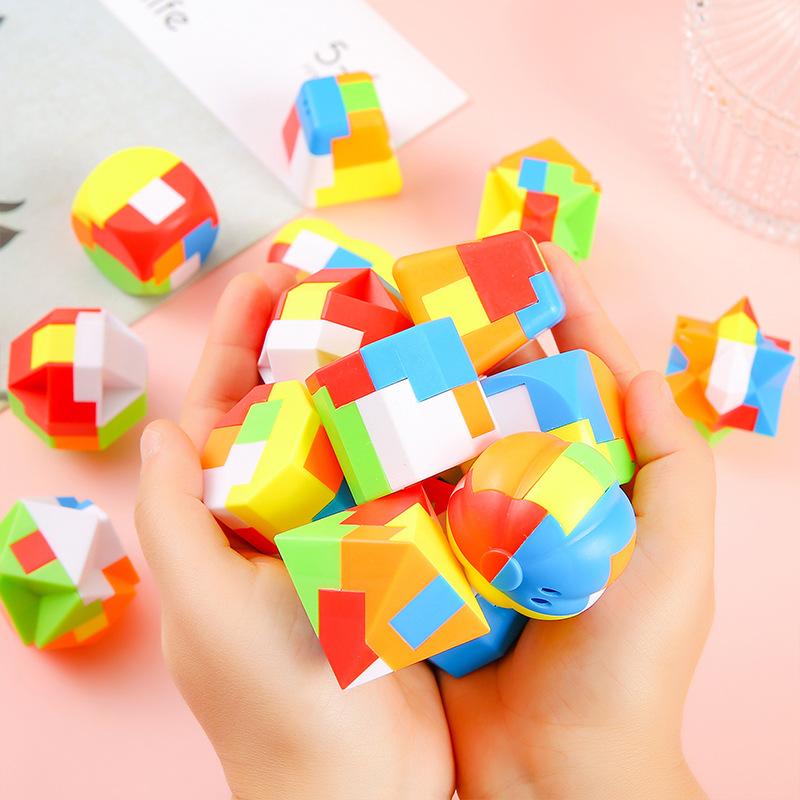3D Puzzle Luban Lock Keychain Brain Teaser Mini Cube Intellectual Educational Toys For Kids Adults Antistress Party Favors